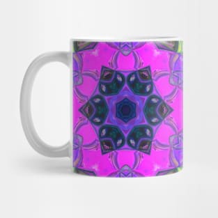 Mosaic Mandala Flower Purple Blue and Yellow Mug